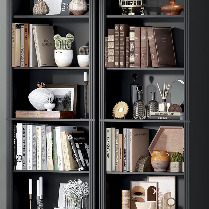 75" Tall Bookshelf, 6-Tier Floor Standing Bookcase with 2 Adjustable Shelves, 24" Wide Open Storage Shelf, Modern Display Organizer for Home Office, Living Room, Bedroom, Study