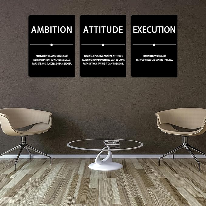 Motivational Wall Decor, 12 x 16 Inch Inspirational Canvas Wall Art for Office, 3 Pcs Positive Poster Print Decor for Dorm Classroom Bedroom Living Room, Ready to Hang