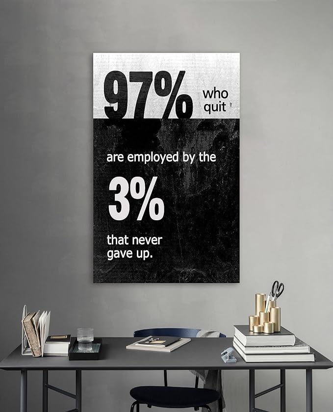 Yatsen Bridge Modern Motivational Entrepreneur Office Wall Art 97% Who Quit are Employed by The 3% That Never Gave up Inspirational Motto Canvas Artwork Ready to Hang for Decoration - 28''Wx44''H