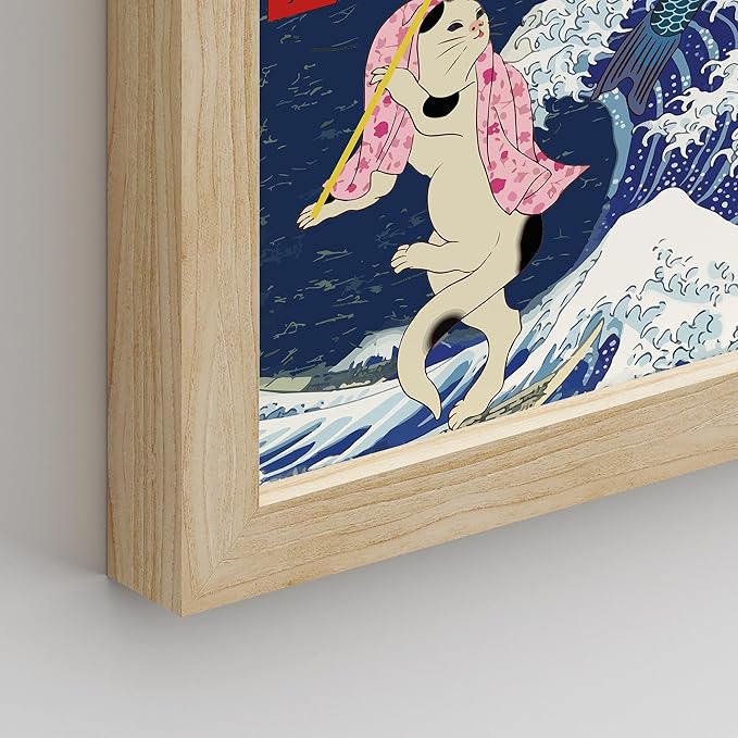 SIGNWIN Framed Poster Bathroom Decor, Wall Art Room Decor Multicolor for Living Room, Bedroom, Office Japanese Great Wave Ukiyo-e Nature Landscapes Vintage Bohemian - 8"x10"x 8 Natural