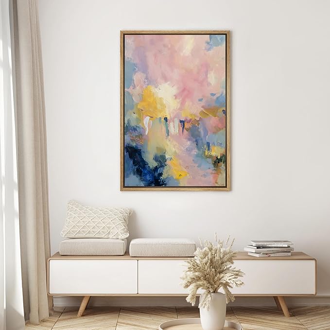 SIGNWIN Framed Canvas Print Wall Art Vibrant Pastel Abstract Color Field Illustrations Modern Decorative for Living Room, Bedroom, Office - 24"x36" NATURAL