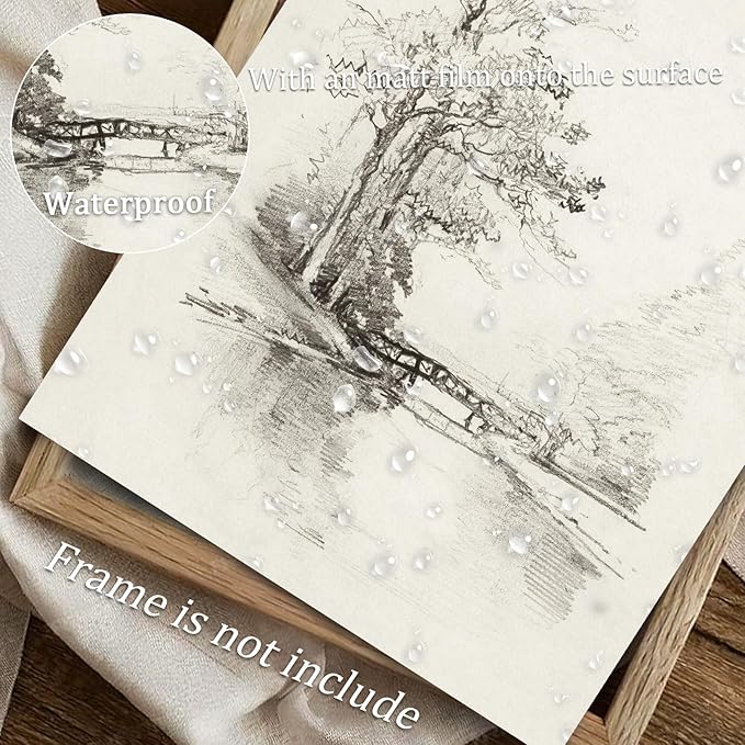 uniro Sketch Tree Canvas Wall Art Prints - Neutral Wall Art for Home Decor- Vintage Farmhouse Engrave Line Wall Art - Grey Neutral Sketch - Minimalist Mid Century French Country Room Decor (8" x 10"-UNFRAMED)