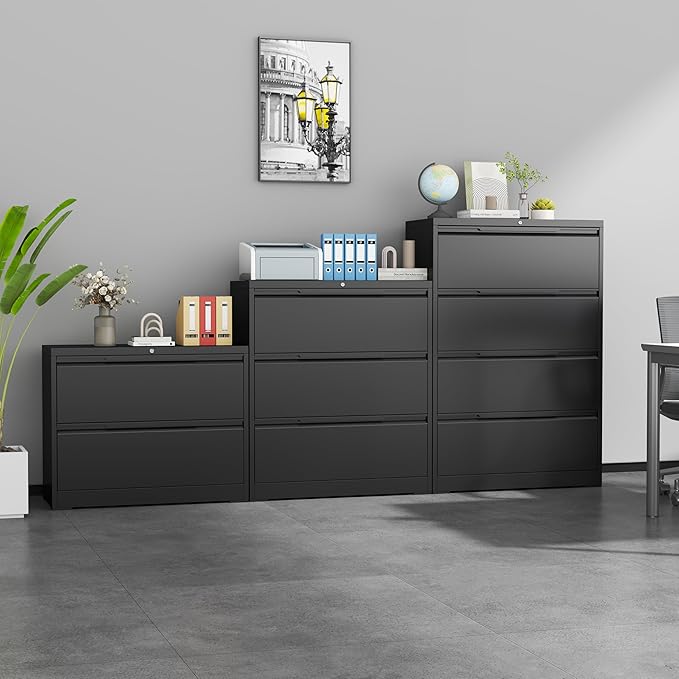 4 Drawer Lateral File Cabinets with Lock,Metal Filing Cabinet for Home Office,Wide Office Storage Cabinet with Hanging Bars for A4 Legal/Letter Size(Easy Assembly)