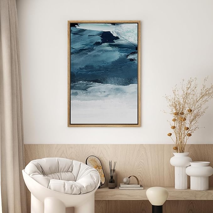 SIGNWIN Framed Canvas Wall Art Abstract Color Block Canvas Prints Home Artwork Decoration for Living Room,Bedroom - 24x36 inches