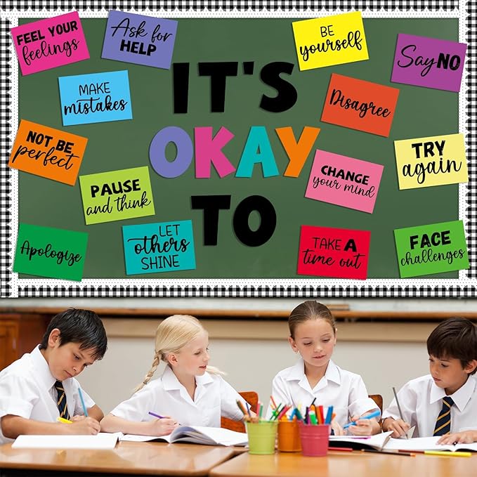 Mental Health Poster IT’S OK to Colorful Bulletin Board Set Therapy Classroom Decorations Growth Mindset Inspirational Positive Affirmations Wall Art Decor for Kid Teacher School Counselor Supplies