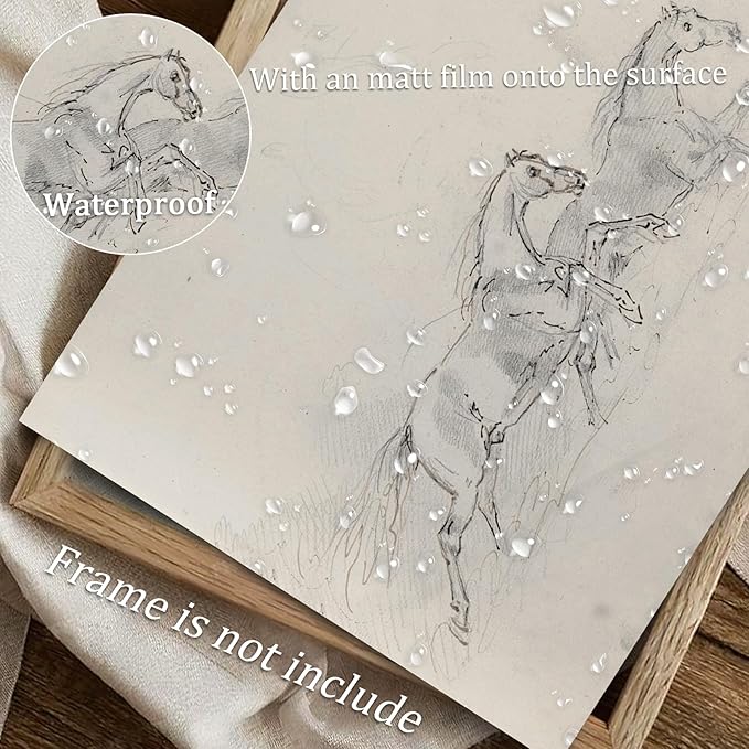 uniro Vintage Equestrian Sport Wall Art Print Horse sport sketch Neutral Retro Wall Art for Home Decor Farmhouse Animal Farm Drawing Horse Lover Gift -8" x 10"-UNFRAMED