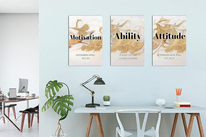 3 Piece Canvas Wall Art - Abstract Wall Decor, Motivational Quotes Canvas Print Pictures Wall Decor, Men Women Inspirational Framed Artwork Home Office Decor 16"x24" x 3 Pcs