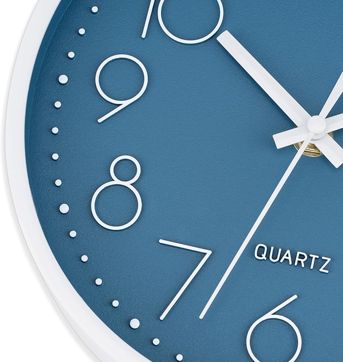 Foxtop Small 8 Inch Wall Clock Silent Non-Ticking Battery Operated Quartz Round Modern Simple Wall Clock Decorative for Bedroom Kitchen Home Office School (Cerulean)