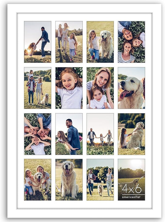 Americanflat 4x6 Collage Picture Frame with Polished Plexiglass - Multi Picture Frames Fit Sixteen 4x6 Photos or Use as One 18x26 Poster Frame for Wall Display - Signature Collection - White