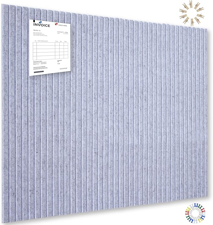 Large Cork Board Alternative-12 Pcs Self-Adhesive Felt Bulletin Board Tiles, Felt Pin Board Cork Board Tiles for Home Office Wall Decor, Tack Board 47"x35" (Light Grey