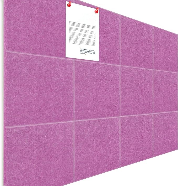 Honoson 12 Pack 47"x35" Large Cork Boards Tiles Alternative Felt Wall Tiles Bulletin Board with Safe Adhesive Cork Board Squares for Walls Organize Home Office Classroom Pin Photo Panels(Purple)
