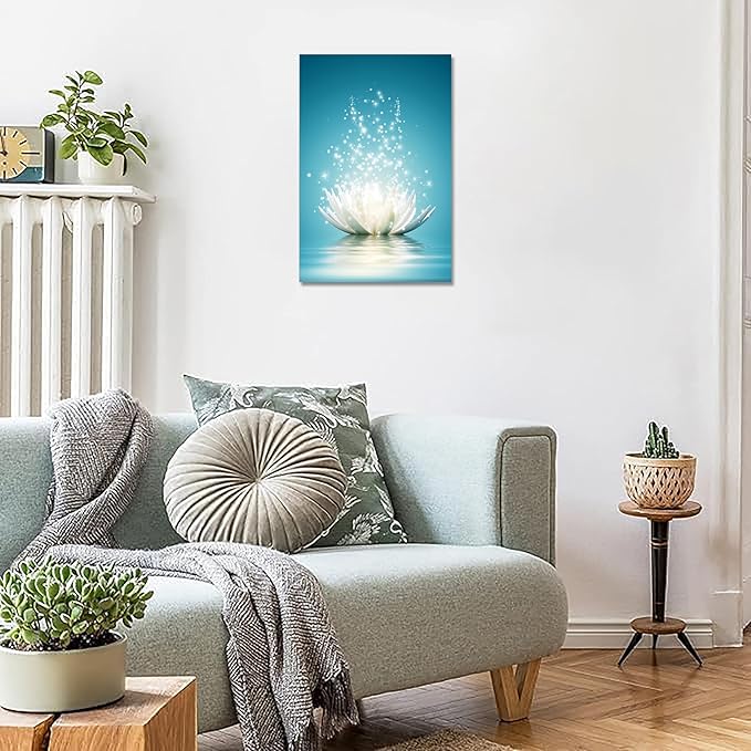 Canvas Prints Wall Art Lotus Flower Pictures Bathroom Decor Zen Painting Spa Photo Artwork Framed for Spiritual Meditation Yoga Room Ready to Hang 28x 44inch