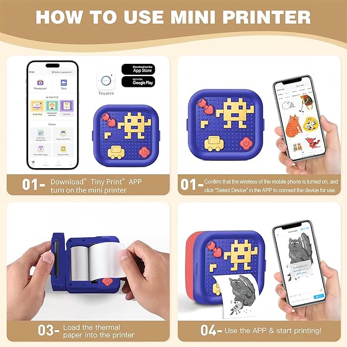 Label Maker Machine with Tape,Mini Sticker Printer for Home, Kitchen, Office, Small Business,School,Instant Photo,Thermal Label Printer Sticker Maker Machine,Compatible with PC,Android &iOS
