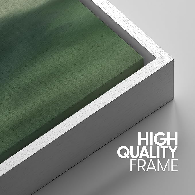 SIGNWIN Framed Canvas Print Wall Art Set Abstract Green Misty Landscape Illustrations Modern Art Decorative Boho Relax/Zen Nordic for Living Room, Bedroom, Office - 16"x24"x3 White