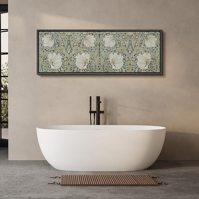 SIGNFORD Large Framed Canvas Vintage Nouveau Floral Pattern Illustrations Modern Art Calm Warm for Living Room, Bedroom, Office - 60"x20"