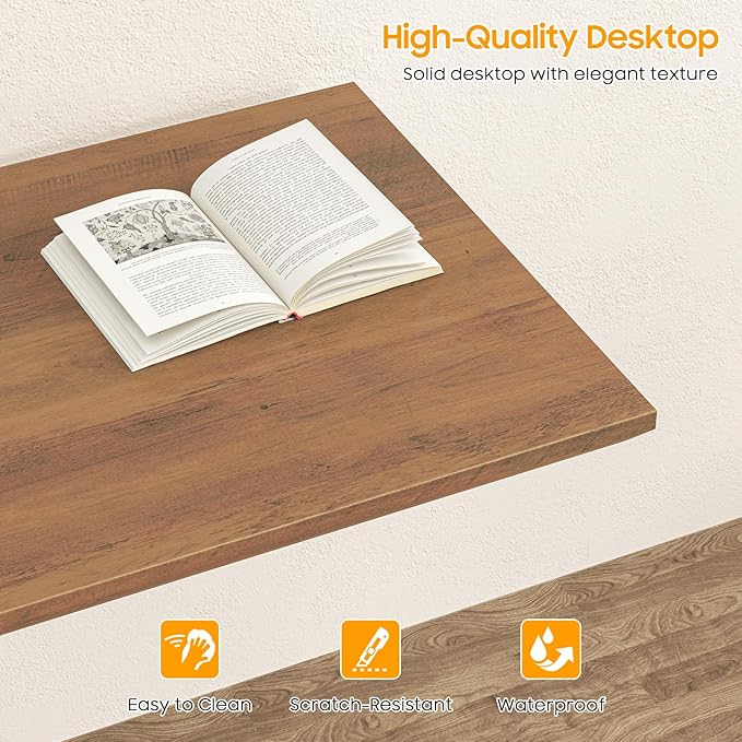 Farmhouse 59" Executive Computer Desk, Simple and Spacious Workstation for Remote Work & Study, Home Office, Unique White