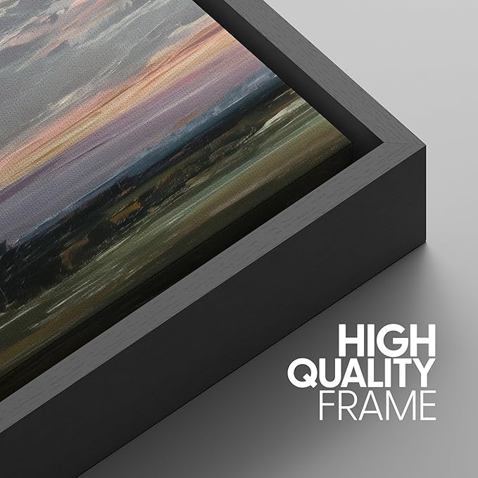 SIGNWIN Framed Canvas Print Wall Art Set Sunset Horizon Sky Landscape Photography Modern Art Landscape Relax/Calm for Living Room, Bedroom, Office - 24"x36"x3 BLACK