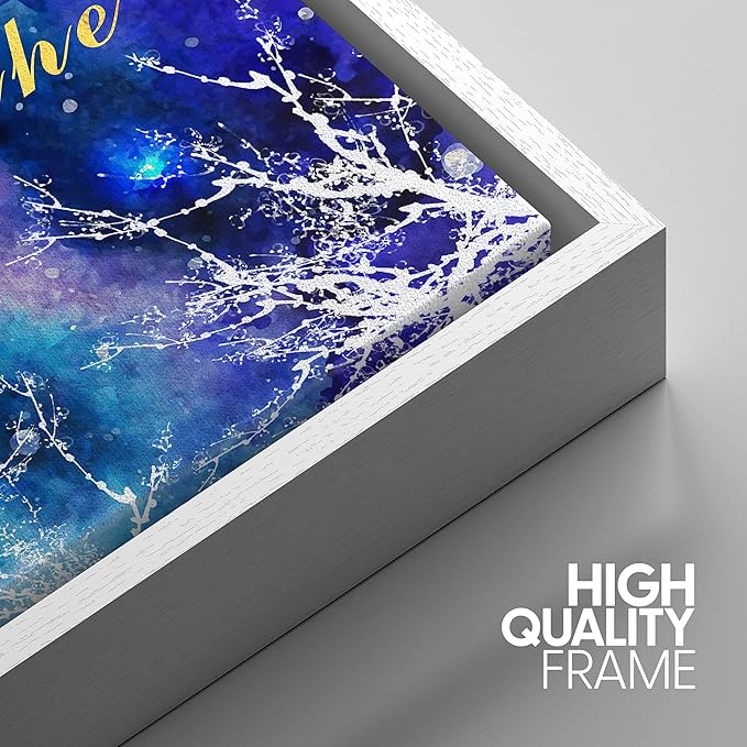 IDEA4WALL Framed Canvas Print Wall Art Breathe Watercolor Galaxy with Harvest Moon Astronomy & Space Sky Illustrations Modern Art Glam Colorful for Living Room, Bedroom, Office - 16"x24" WHITE
