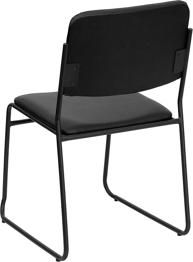 Flash Furniture 5 Pack HERCULES Series 500 lb. Capacity High Density Black Vinyl Stacking Chair with Sled Base