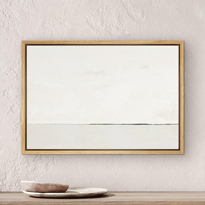 SIGNWIN Framed Canvas Print Wall Art White Watercolor Pastel Landscape Abstract Shapes Illustrations Modern Art Decorative Contemporary Chic Minimal for Living Room, Bedroom, Office - 24"x36" Natural