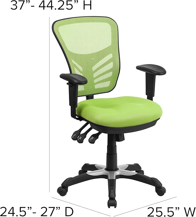 Flash Furniture Nicholas Mid-Back Swivel Office and Gaming Chair, Ergonomic Mesh Office Chair with Adjustable Lumbar Support and Height, Green