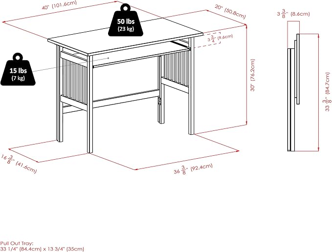 Folding Computer Desk, Beechwood