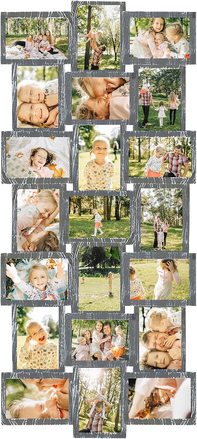 HELLO LAURA Large Picture Frames 21 Opening Frame for Wall - 4x6 Photo Frame Multiple Photos Elegant Family Picture Frames Collage Wall Decor - Grey