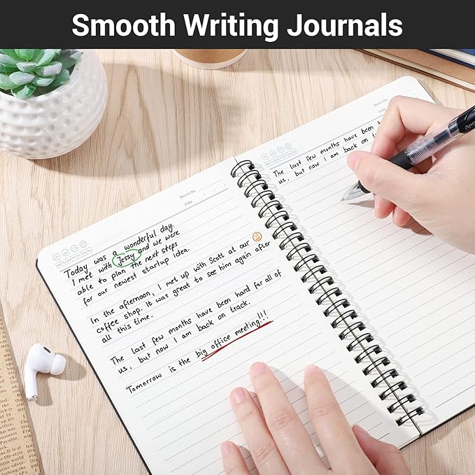 EUSOAR Students Ruled Spiral Notebook, A5 12packs 5.5"X8.3" 120 Pages Lined Travel Writing Notebooks Journal, Memo Notepad Sketchbook, Students Office Business Diary Ruled Book Journal-6 Colors
