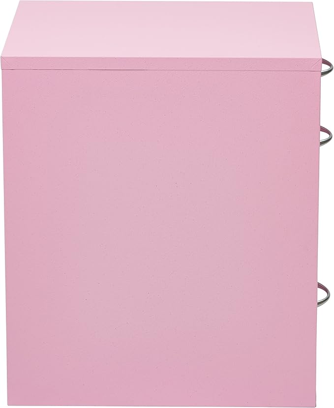 OSP Home Furnishings HPB Heavy Duty 3-Drawer Metal File Cabinet for Standard Files and Office Supplies, Pink Finish