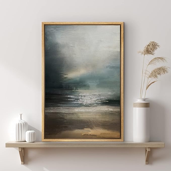 SIGNWIN Framed Canvas Wall Art Abstract Color Painting Canvas Prints Home Artwork Decoration for Living Room,Bedroom - 24"x36" Natural