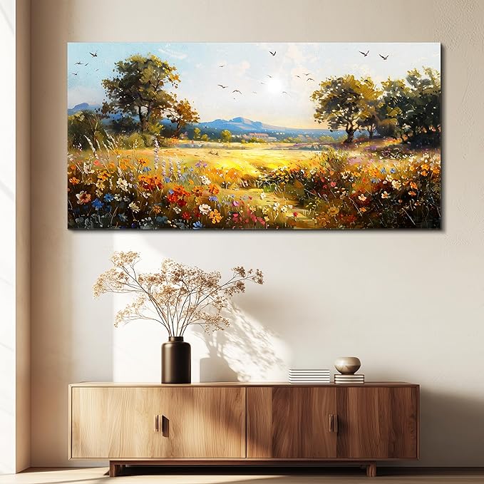 FUHAIHUA Canvas Wall Art For Living Room Large Wall Decor For Office Bedroom Decorations Rural Pastoral Painting Artwork Room Wall Mural Aesthetic Home Decor 30x60 In