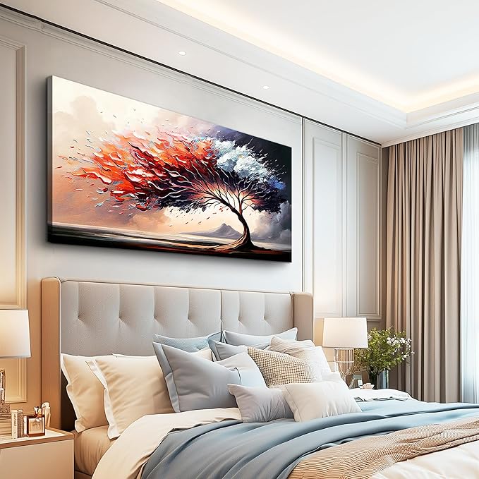 MHARTK66 Wall Decorations For Living Room Large Canvas Wall Art For Office Bedroom Decor Tree Landscape Abstract Wall Paintings Framed Prints Pictures Artwork Modern Hotel Room Home Decor 24x48 In
