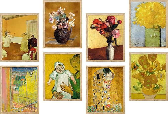 SIGNWIN Framed Poster Bathroom Decor 11"x14"x 8 Natural Natural, Wall Art Room Decor Multicolor for Living Room, Bedroom, Office Gustav Klimt Van Gogh Sunflower Classic Vintage Bohemian