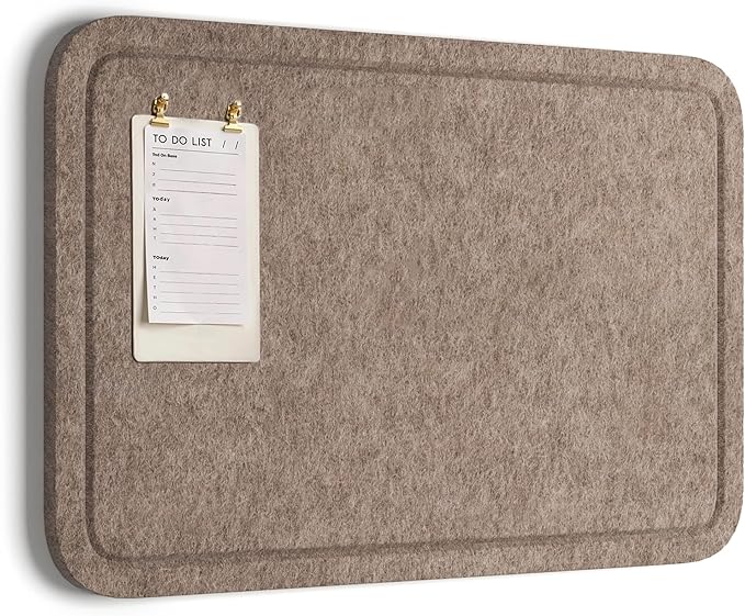 Orelle Felt Bulletin Board | 23 x 15” | Foldable Peel and Stick Felt Board for Wall | Alternative Cork Board for Office, Message Board, Kids Art Display | Mocha