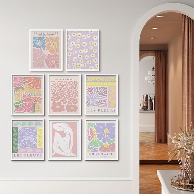 SIGNWIN Framed Poster Wall Art Set of Colorful Botanical Flower Daisy Rose for Living Room, Bedroom, Office - 8"x10"x 8 White
