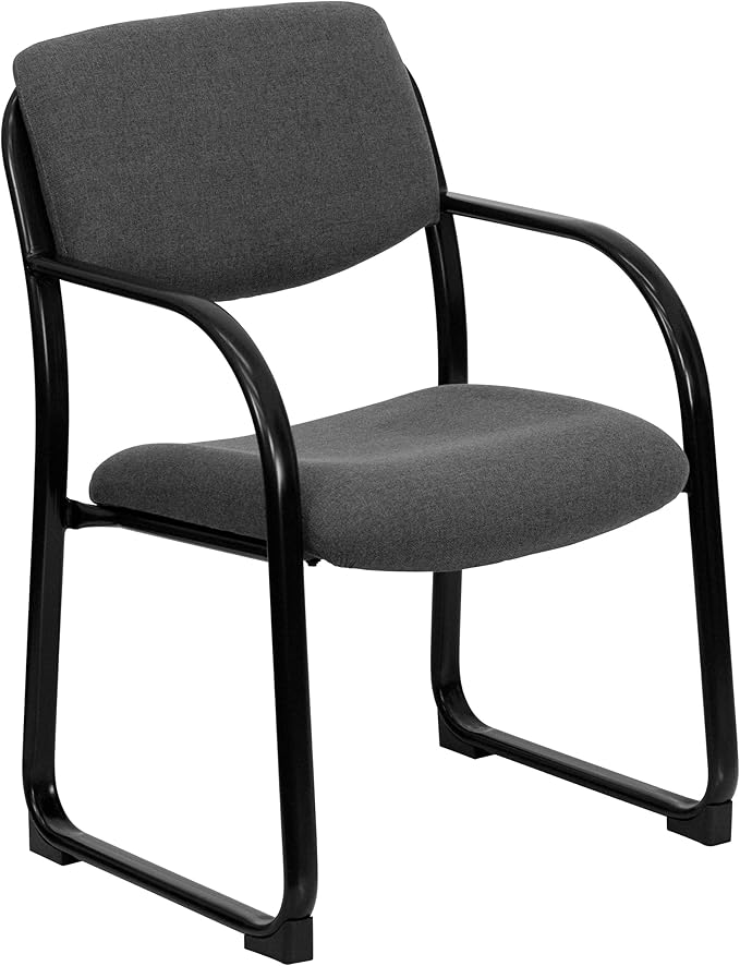 Flash Furniture Richie Gray Fabric Executive Side Reception Chair with Sled Base