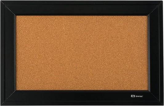 Quartet Cork Bulletin Board, Framed Corkboard, 11” x 17”, Black Frame, Message Board (79279)
