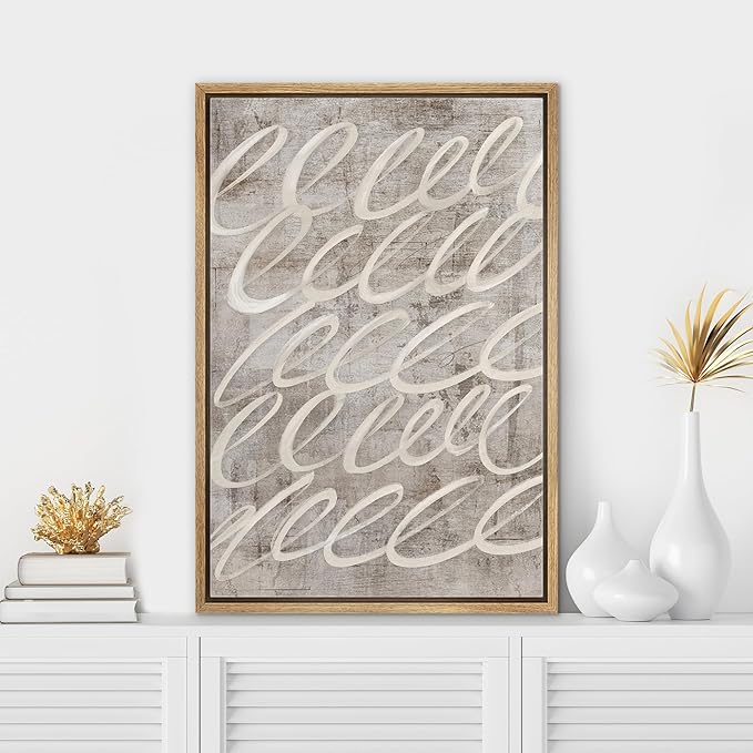 SIGNWIN Framed Canvas Print Wall Art Elegant Abstract Curves Modern Swirls Illustrations Modern Art Minimal Multicolor for Living Room, Bedroom, Office - 16"x24" Natural