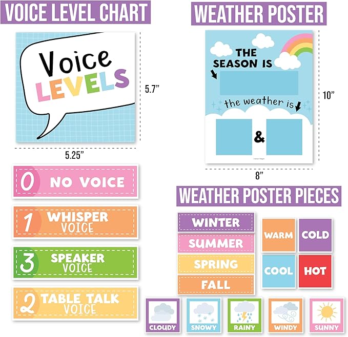 Hadley Designs Classroom Calendar Set Bulletin Board Decorations - Colorful School Calendar for Classroom Decor, Kindergarten Preschool Elementary Teacher Must Haves, Homeschool & Daycare Essentials