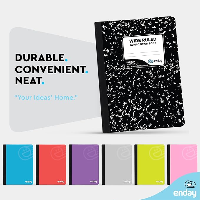 Composition Notebook Wide Ruled (2 Pack) Hard Cover Marble composition notebook, 100 Sheets, Wide Ruled Composition Notebooks, White Paper Composition books, Black and white composition notebook.