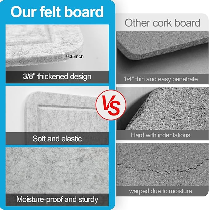 Large Felt Bulletin Board for Wall, 72"x48" Frameless Picture Board, Soft Felt Cork Board for Office, Home Planning & Office Wall Decor, Easy Install Pin Board(Light Grey)