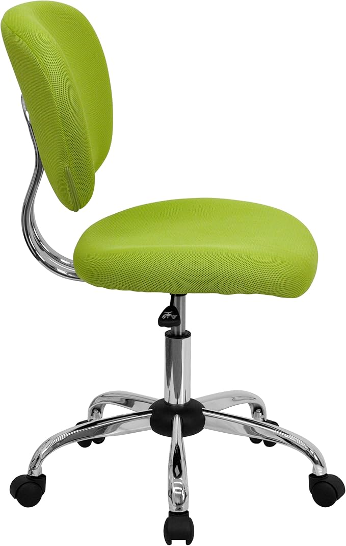 Flash Furniture Beverly Mid-Back Apple Green Mesh Padded Swivel Task Office Chair with Chrome Base