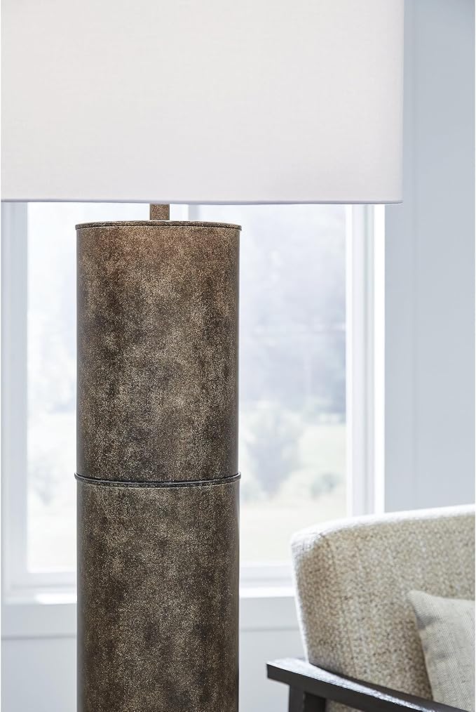Signature Design by Ashley Jebson Contemporary Metal Floor Lamp with 3-Way Switch, Dark Brown & White