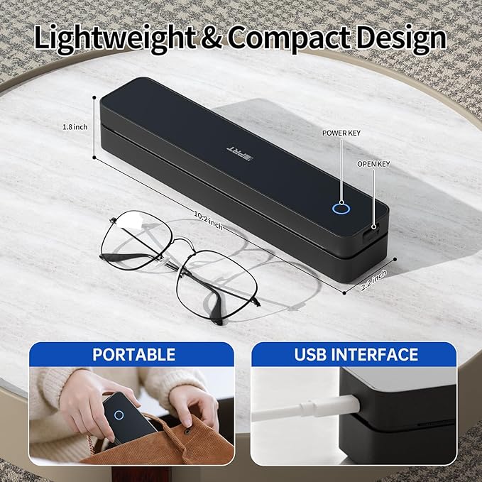 iDPRT Portable Printer Wireless for Travel, Inkless Bluetooth Thermal Printers for Home,Office,Vehicles,Supports 8.5" x 11" US Letter&A4 A5 Size,Compatible with Android and iOS Phones&PC