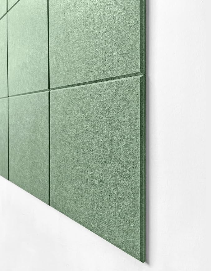 Bulletin Board Alternative - 6 Pack Felt Wall Tiles with Safe Removable Adhesive Tabs - Home Office wall décor - Forest Green