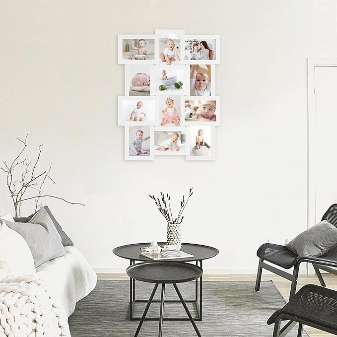 HELLO LAURA Collage Picture Frames - 12 Opening Photos Display Picture Frame Collage for Wall Hanging Photo Frame for Friends Family Gifts Home Living Room Wall Decor