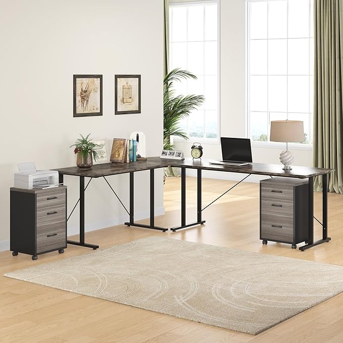 Triebsigns 3 Drawer File Cabinet, Vertical Mobile Filing Cabinet, Under Desk Rolling Printer Stand for Home Office, fits A4 or Letter Size (Grey)