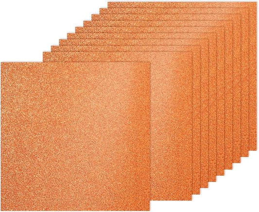 PATIKIL 10Sheets Orange Glitter Cardstock, 12x12In Glitter Paper Card Stock Shiny Scrapbook 250gsm Sparkly Paper Large Shimmer for Crafts Scrapbook DIY Art Wedding Party