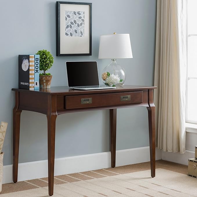 Leick Home Stratus Home Office Desk, Solid Wood, Drop-Front Keyboard Drawer, Easy Assembly, Writing Desk, Heartwood Cherry, 24.0 in. L x 42.0 in. W x 30.0 in. H, 22400