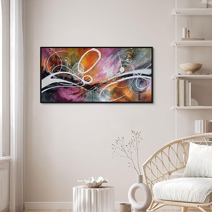 yiijeah Purple Wall Decor Bedroom Canvas Abstract Bathroom Art Picture Items for Women Framed Artwork Print 40x20 Inches